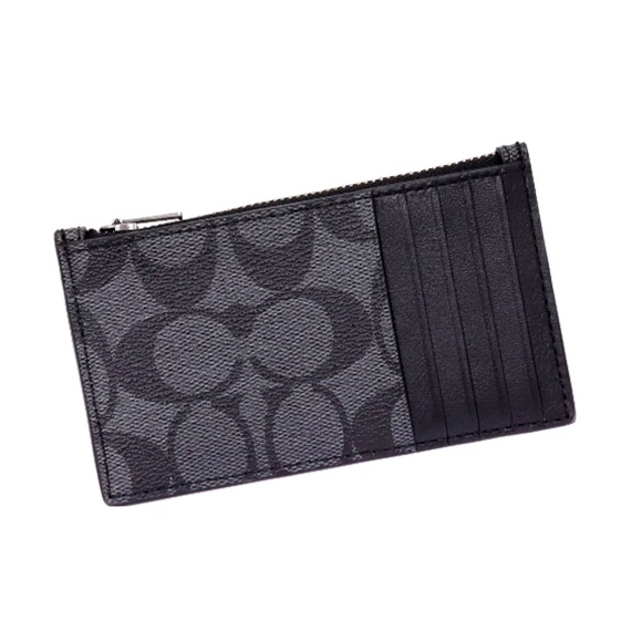 Coach Other - NWT! Coach Zip Card Case Signature "C" Charcoal